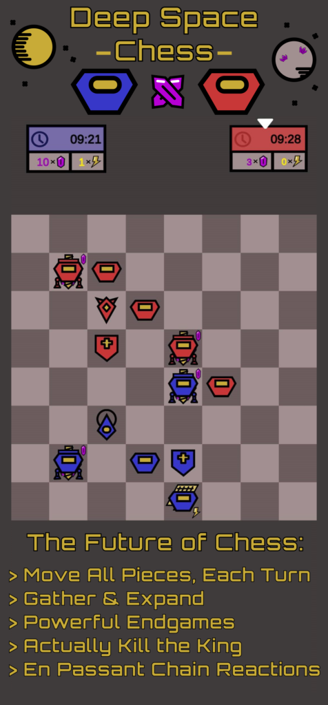 Deep Space Chess Screenshot with Title and Features