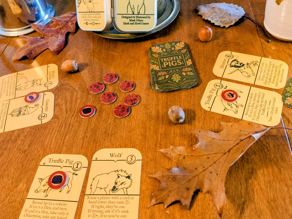 Truffle Pigs Card Game setup for 3 players.